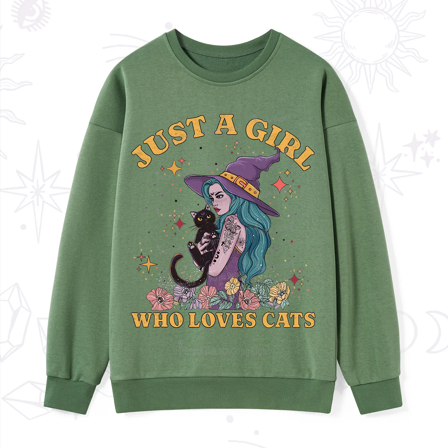 Purplehecate Just A Girl Who Loves Cats Sweatshirt