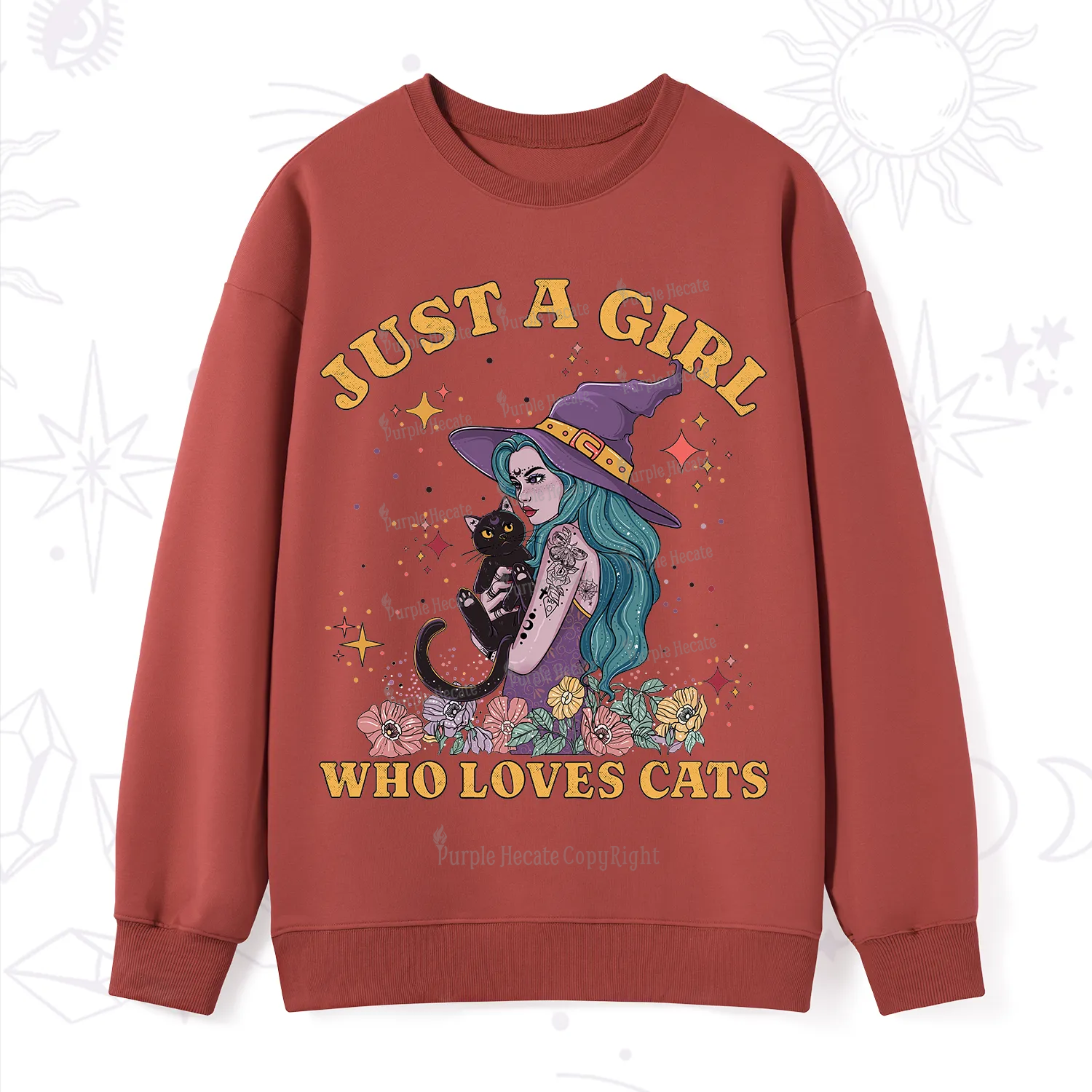 Purplehecate Just A Girl Who Loves Cats Sweatshirt