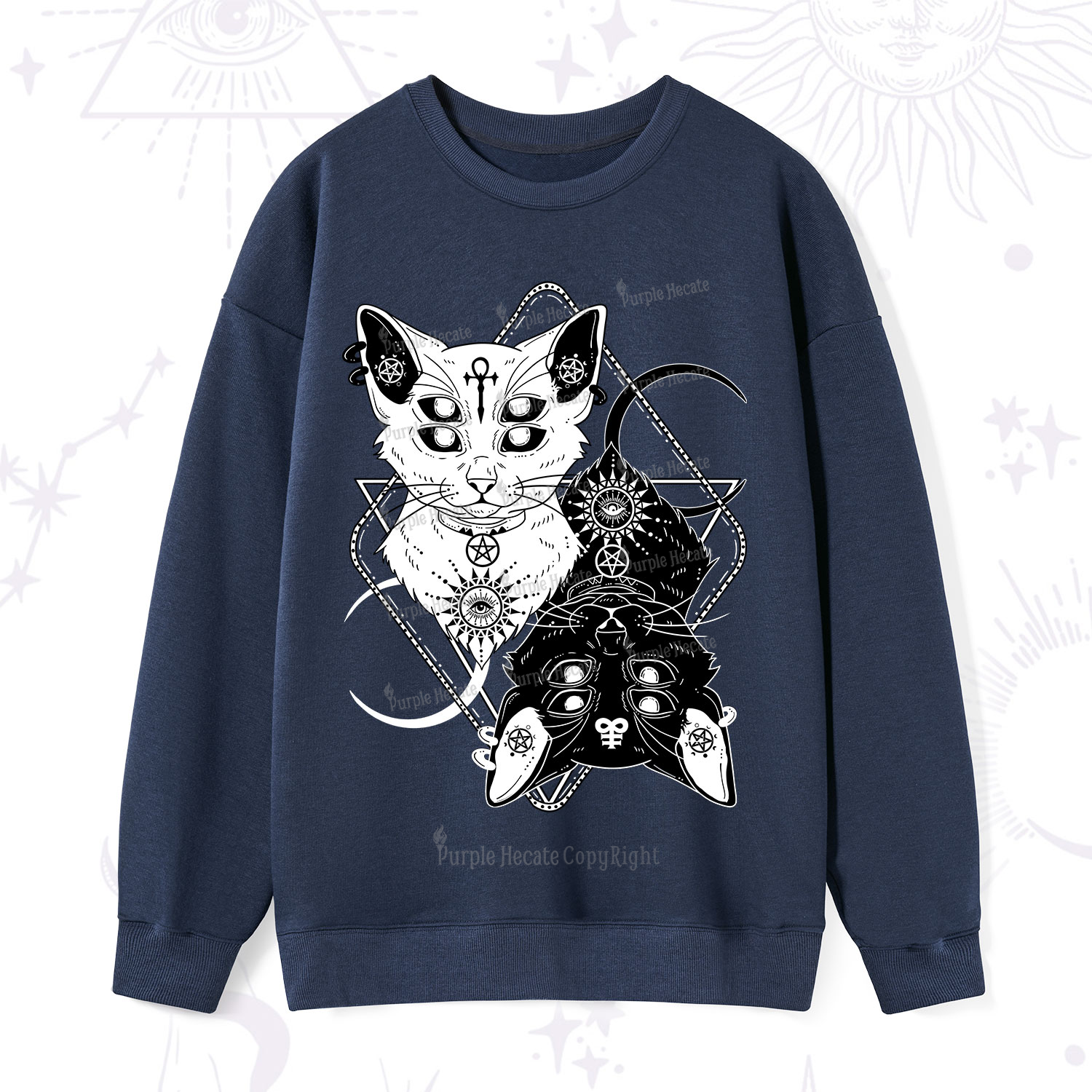 Purplehecate Occult Mirror Cats Sweatshirt
