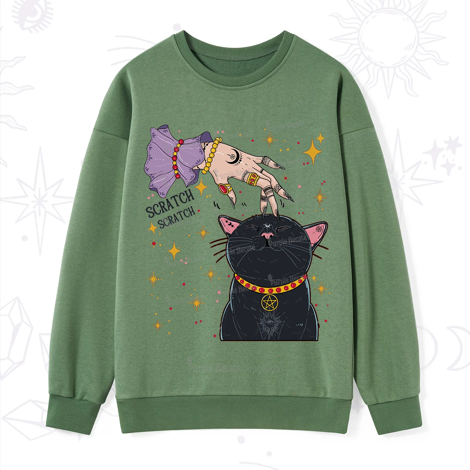 Purplehecate Witch's Cat Scratch Sweatshirt