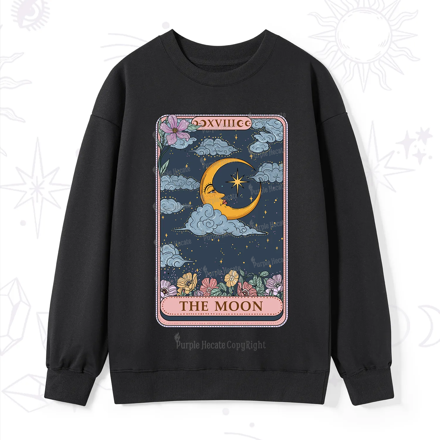 Purplehecate The Moon Tarot Card Sweatshirt