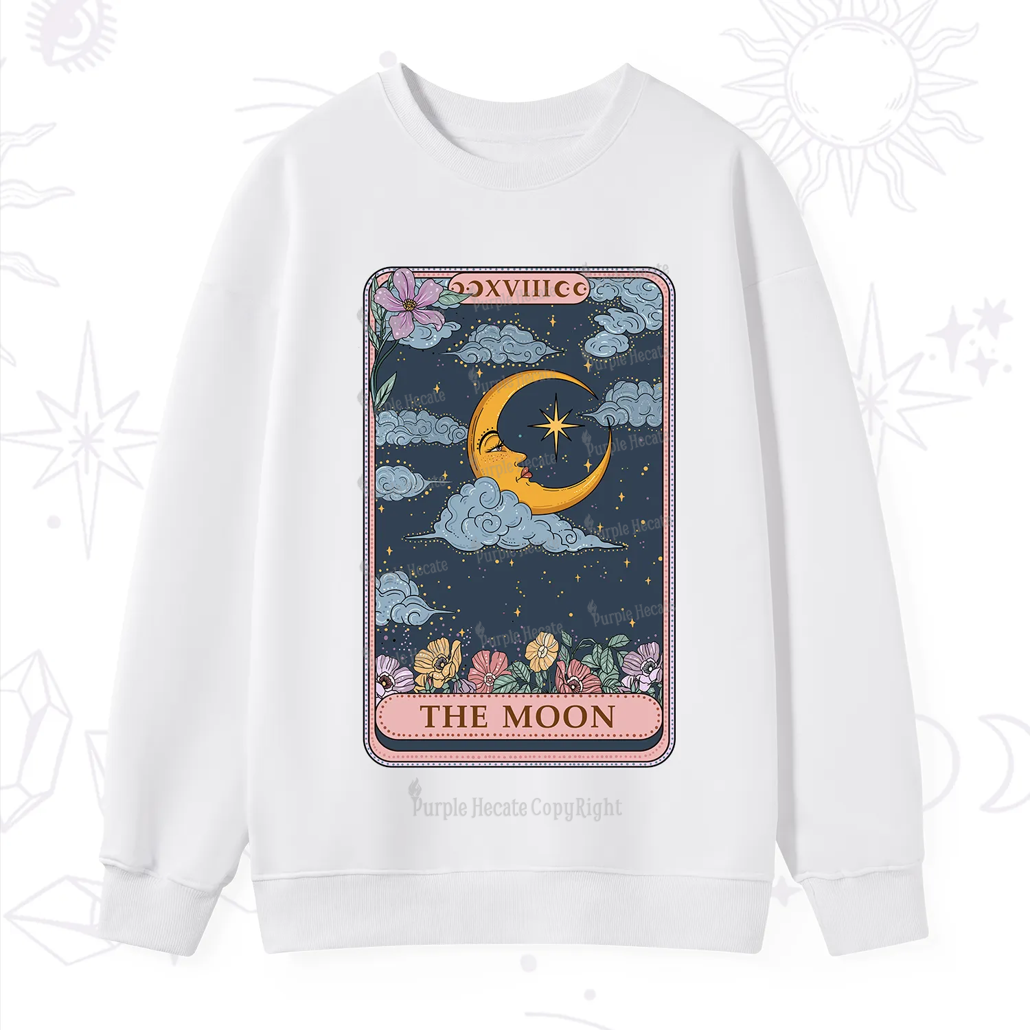 Purplehecate The Moon Tarot Card Sweatshirt