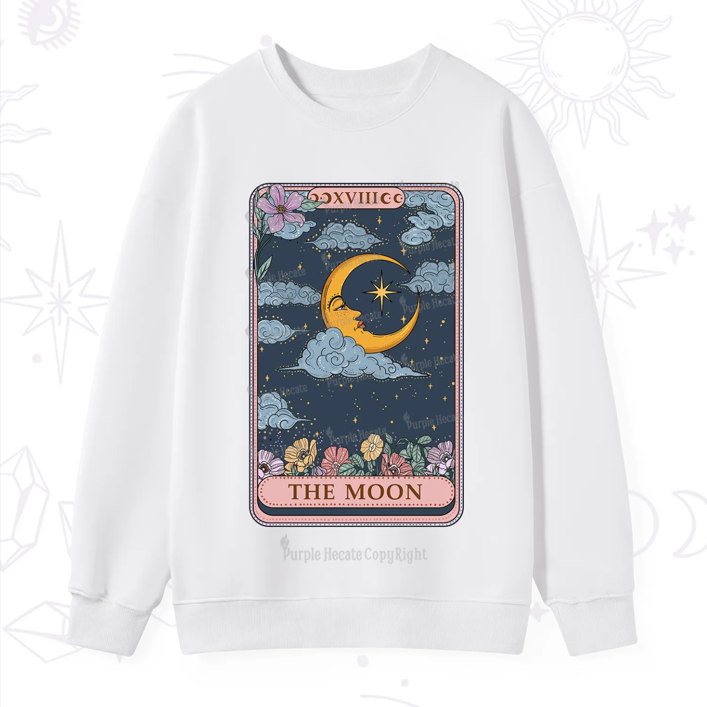 Purplehecate The Moon Tarot Card Sweatshirt
