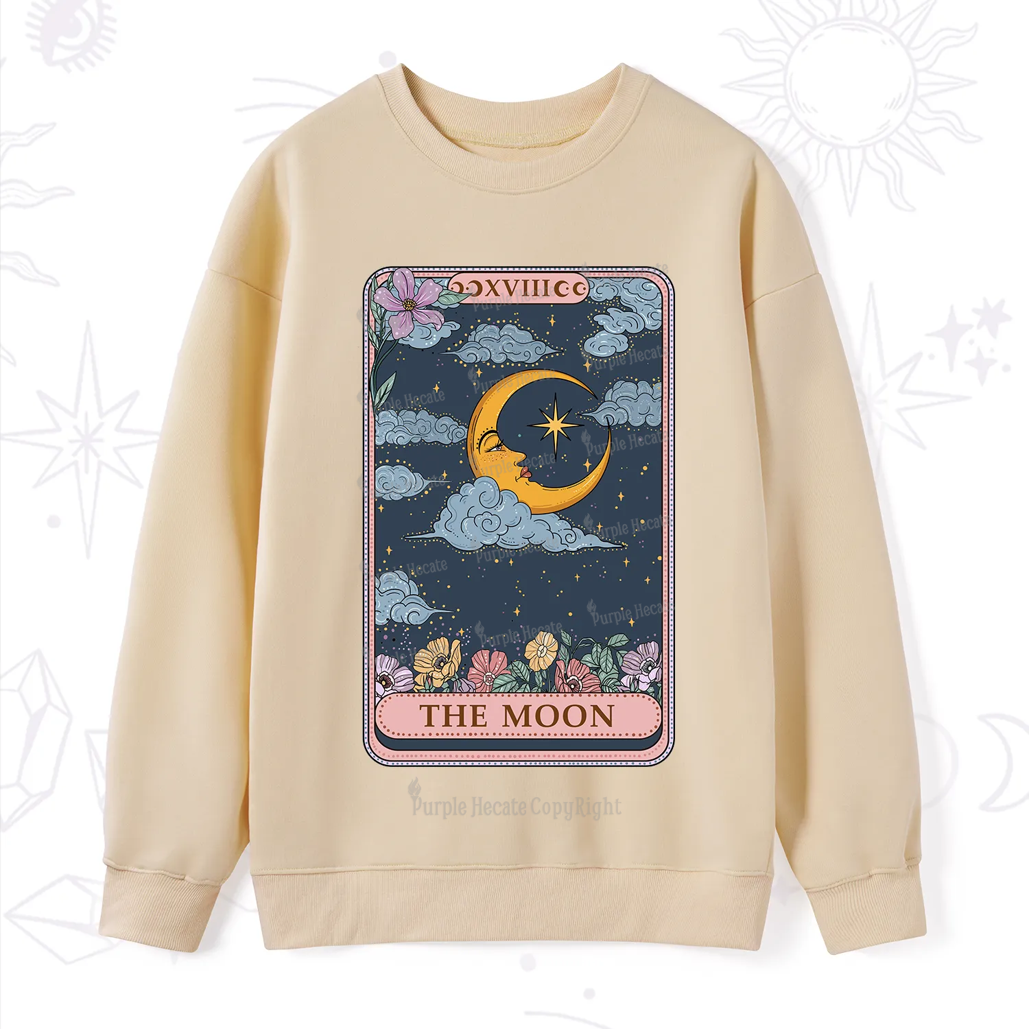 Purplehecate The Moon Tarot Card Sweatshirt
