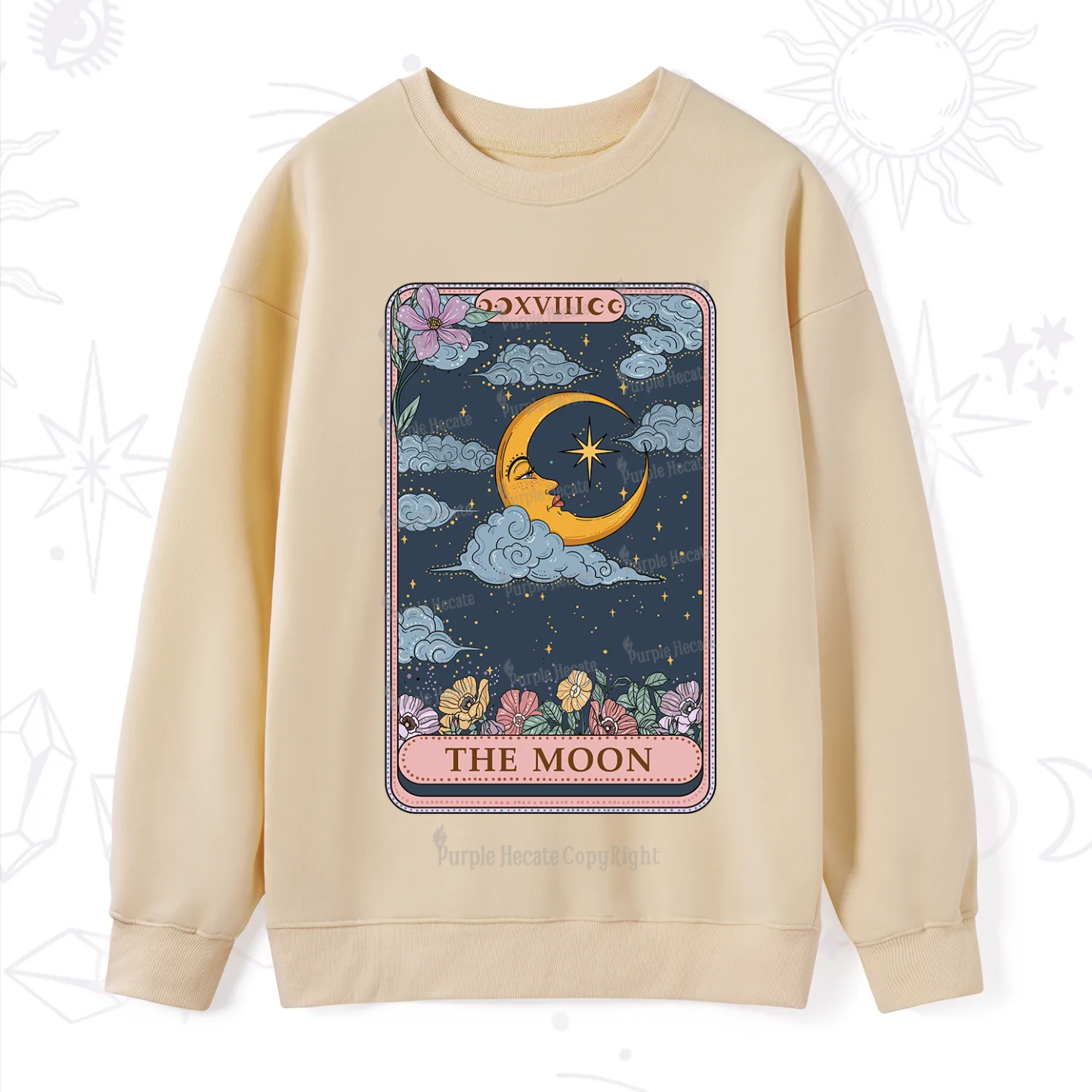 Purplehecate The Moon Tarot Card Sweatshirt