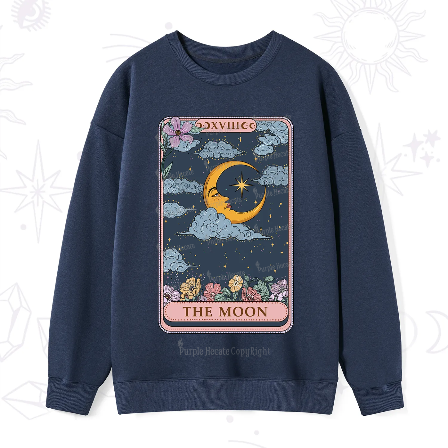 Purplehecate The Moon Tarot Card Sweatshirt