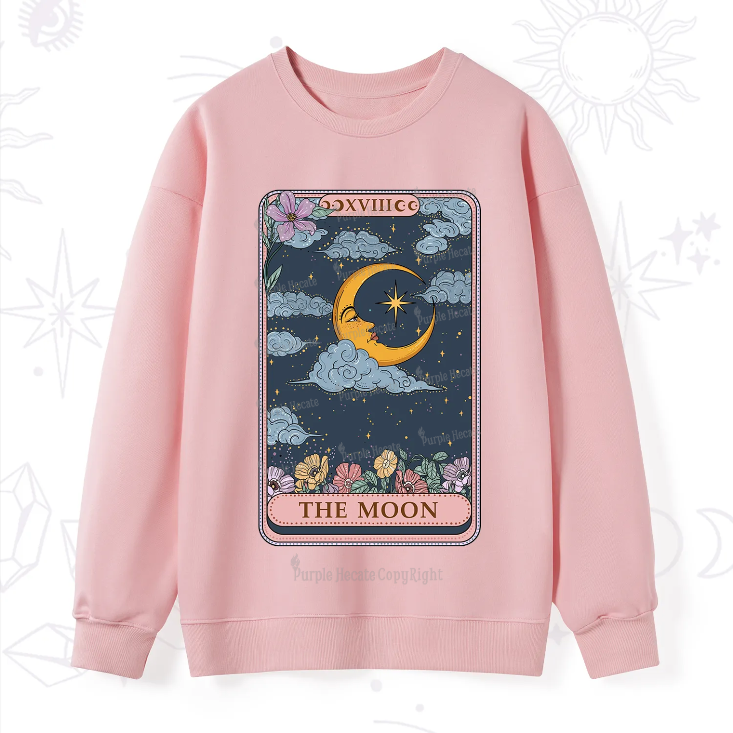 Purplehecate The Moon Tarot Card Sweatshirt