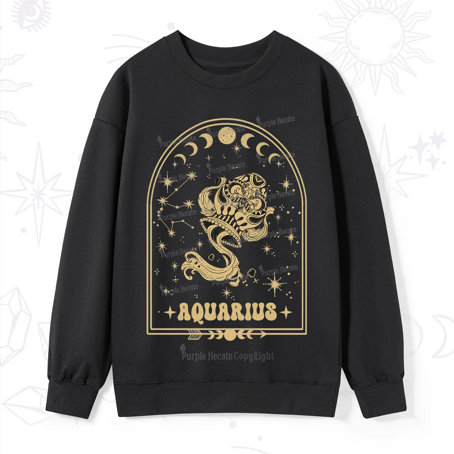 Purplehecate Zodiac Aquarius Under the Stars Sweatshirt