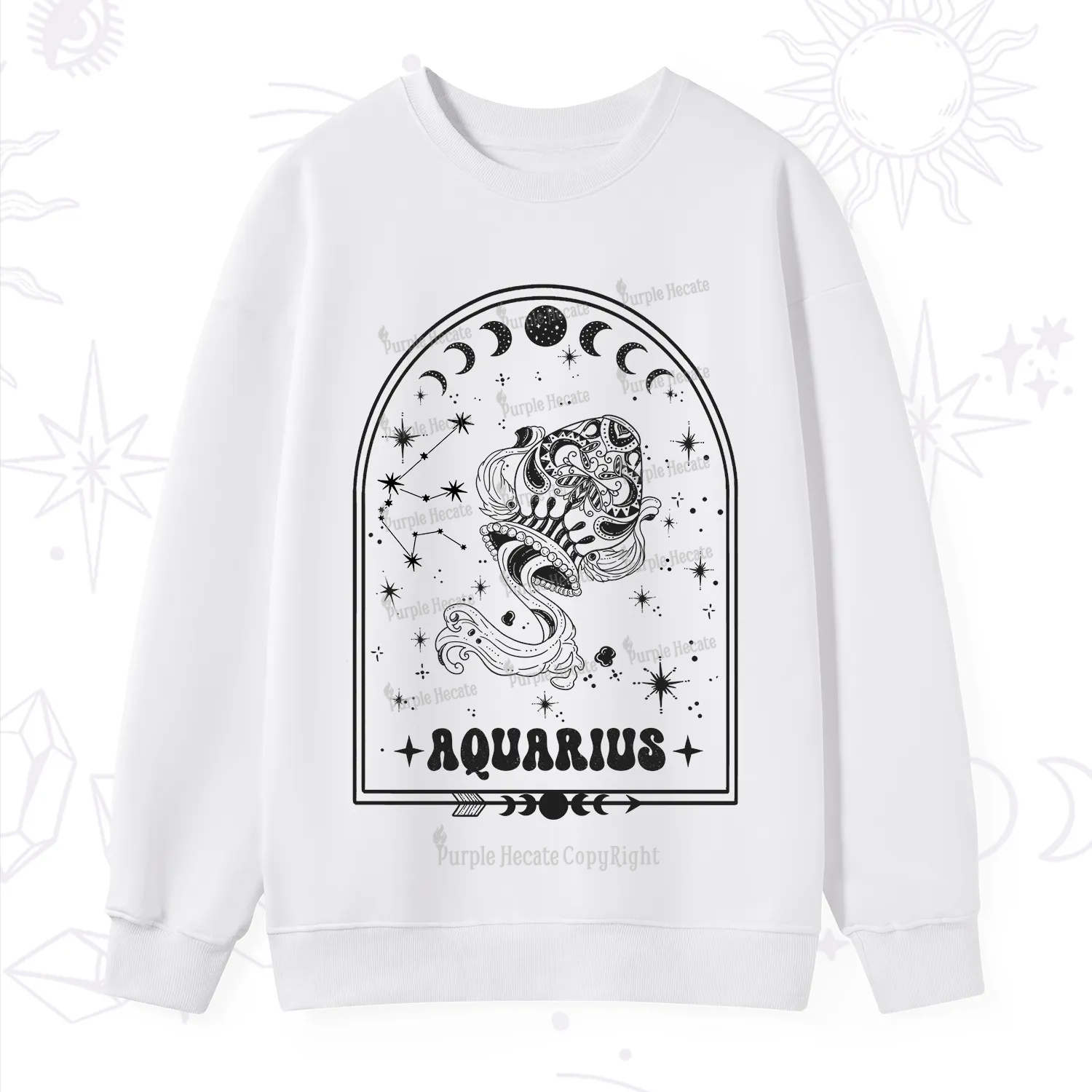 Purplehecate Zodiac Aquarius Under the Stars Sweatshirt