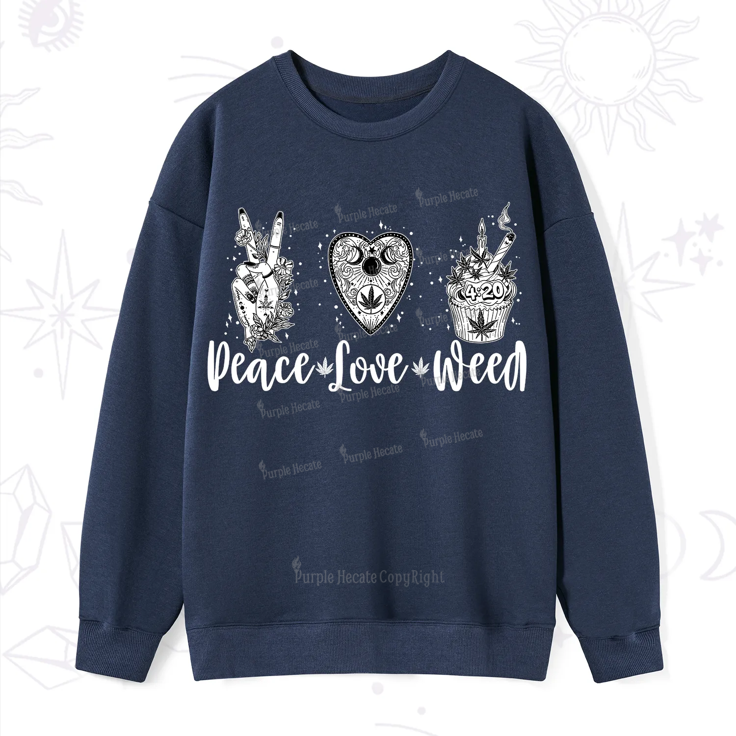 Purplehecate Peace Love Weed Sweatshirt
