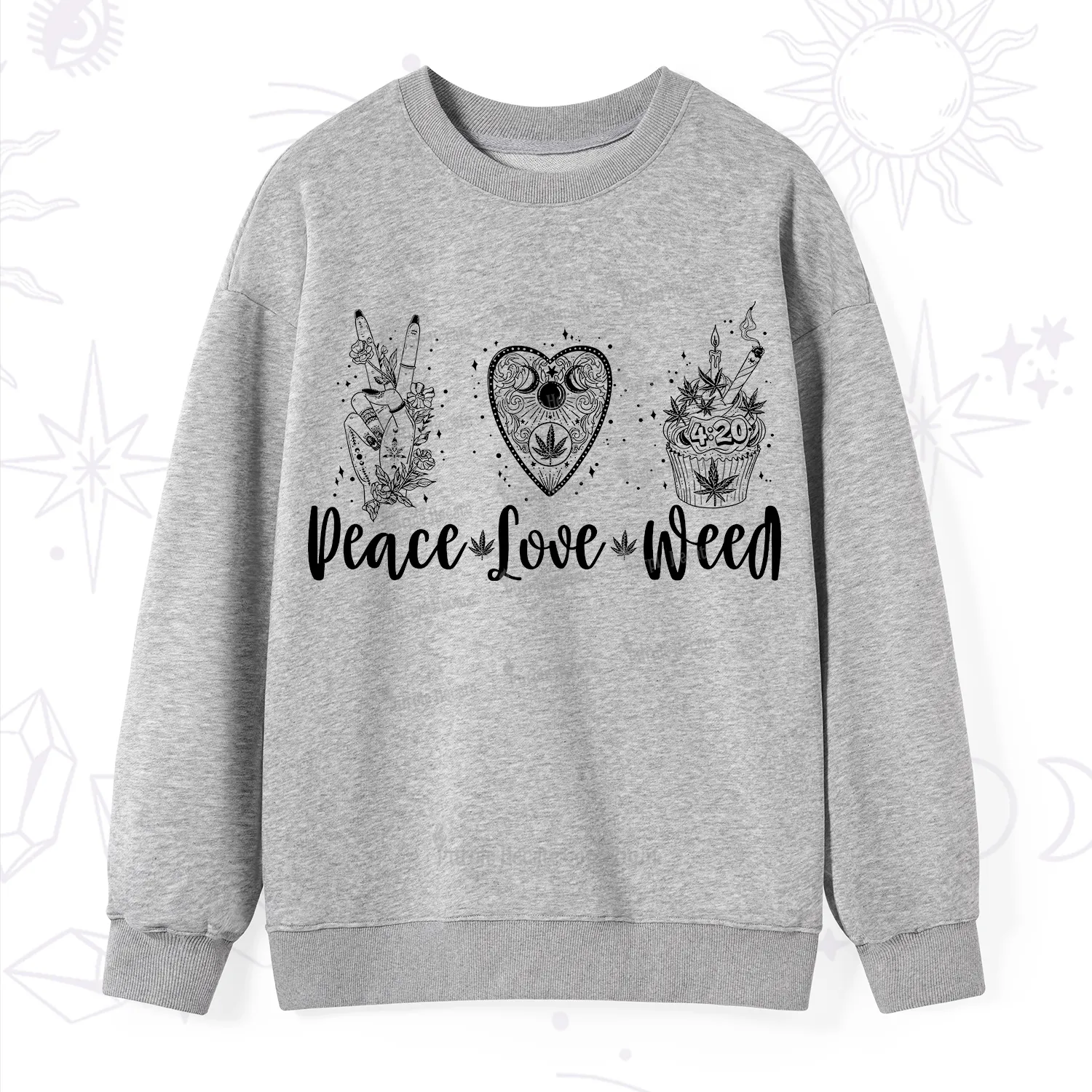 Purplehecate Peace Love Weed Sweatshirt