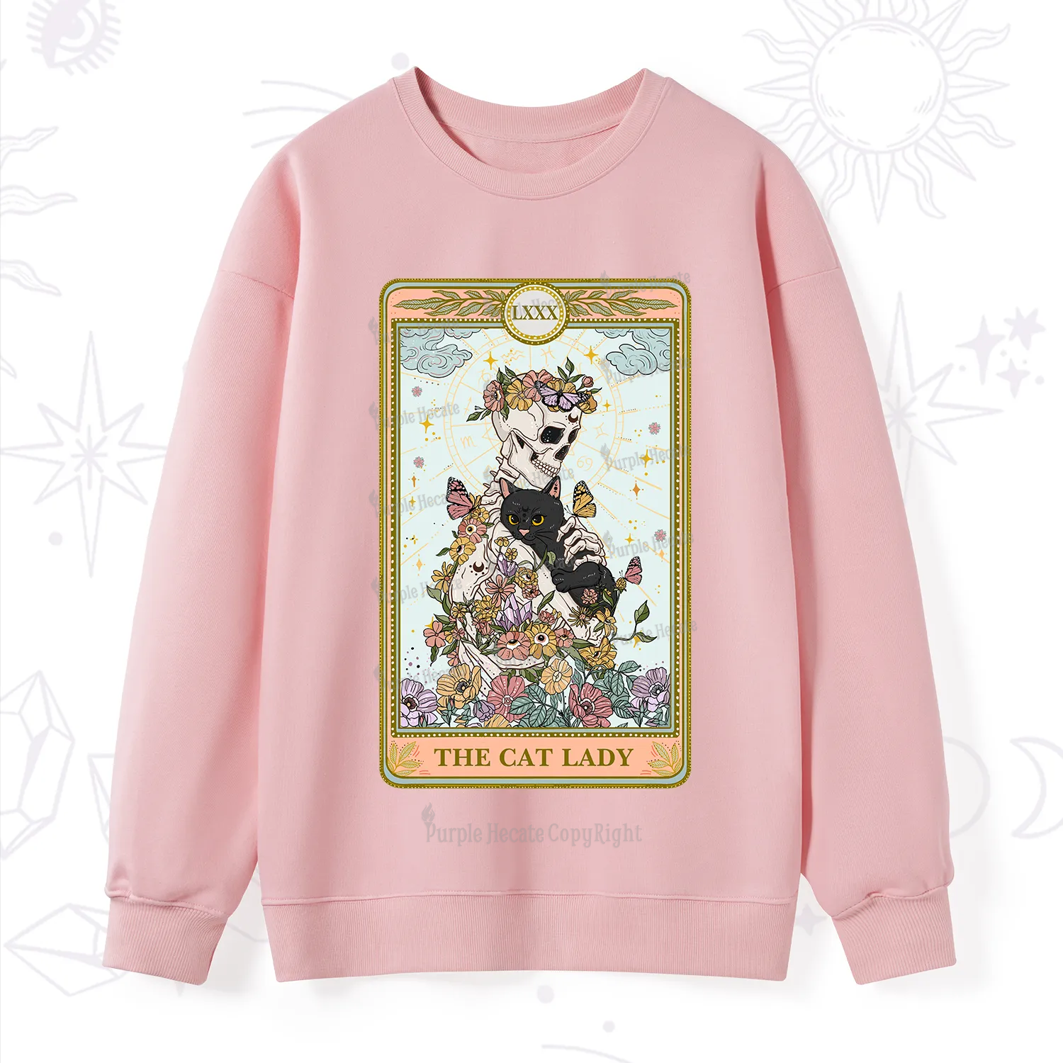 Purplehecate The Cat Lady Skeleton Tarot Sweatshirt