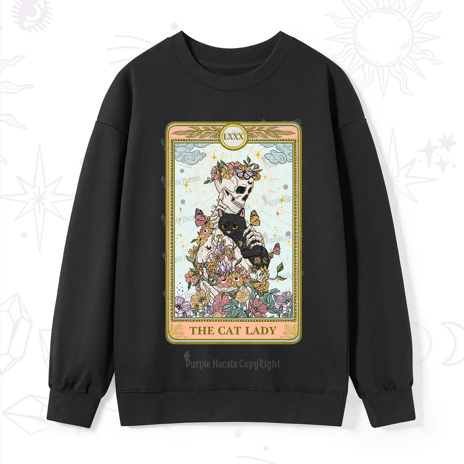 Purplehecate The Cat Lady Skeleton Tarot Sweatshirt