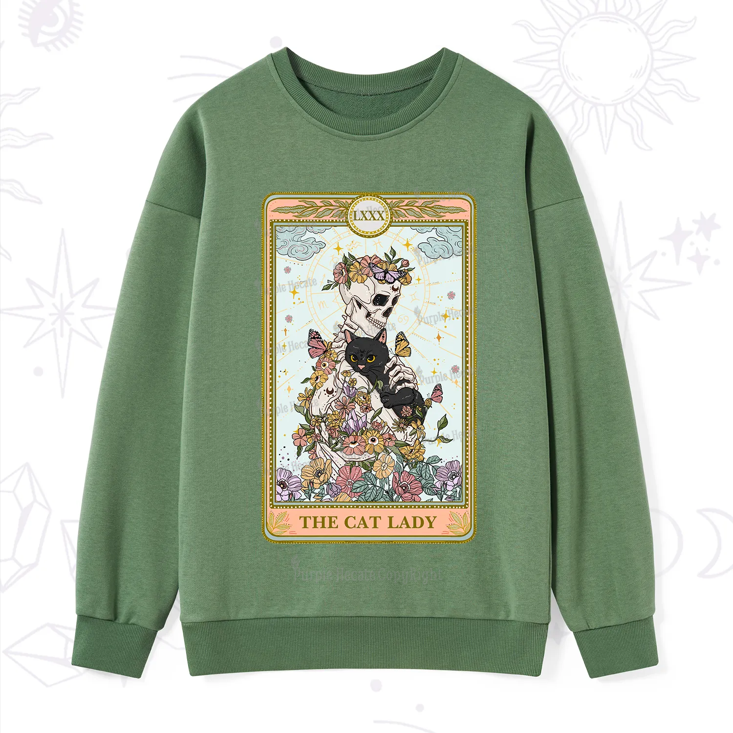 Purplehecate The Cat Lady Skeleton Tarot Sweatshirt