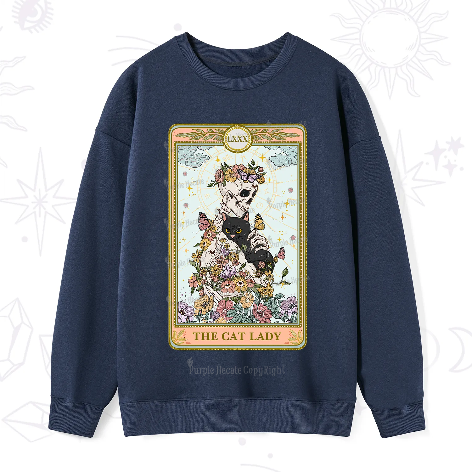 Purplehecate The Cat Lady Skeleton Tarot Sweatshirt