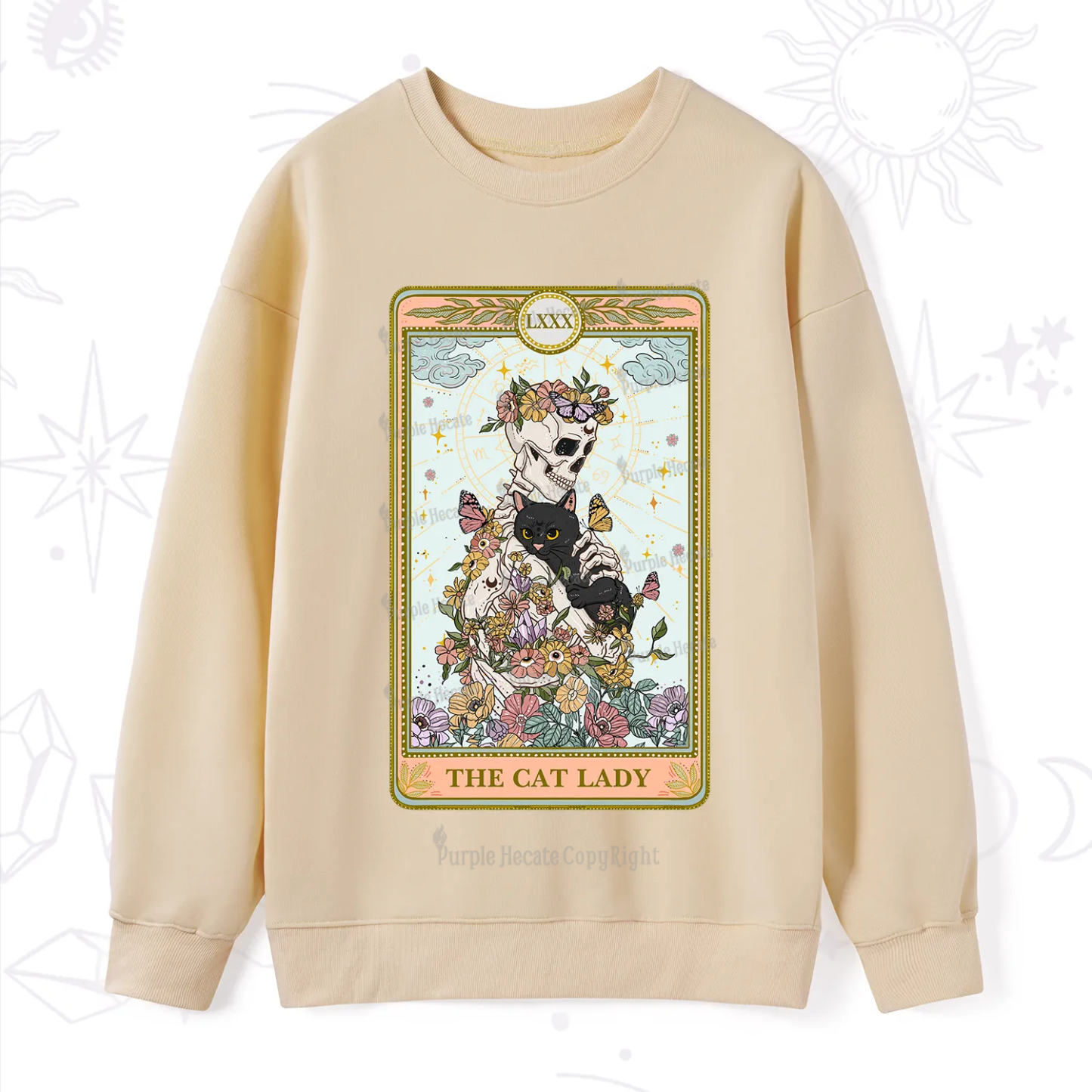 Purplehecate The Cat Lady Skeleton Tarot Sweatshirt