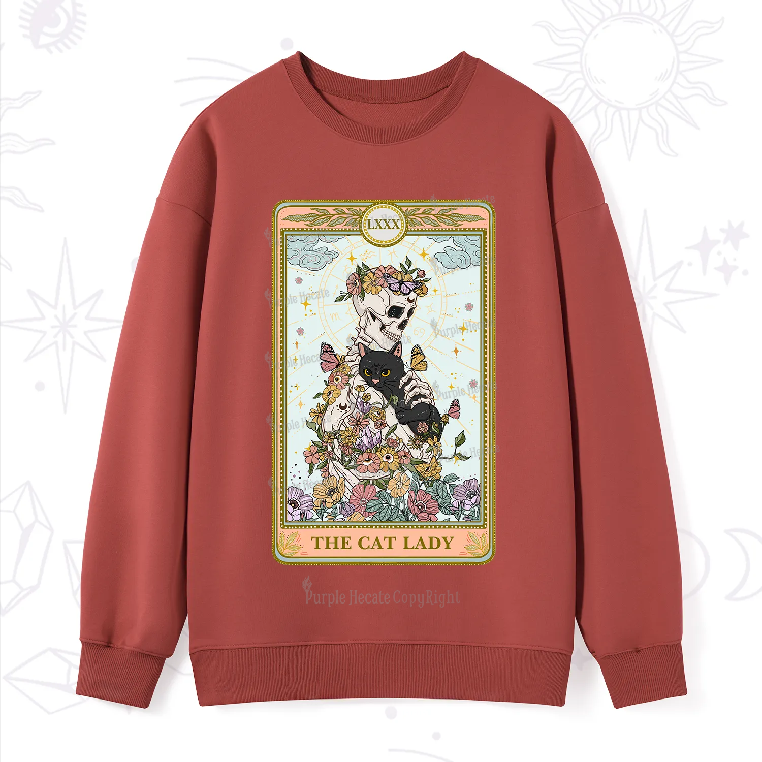 Purplehecate The Cat Lady Skeleton Tarot Sweatshirt