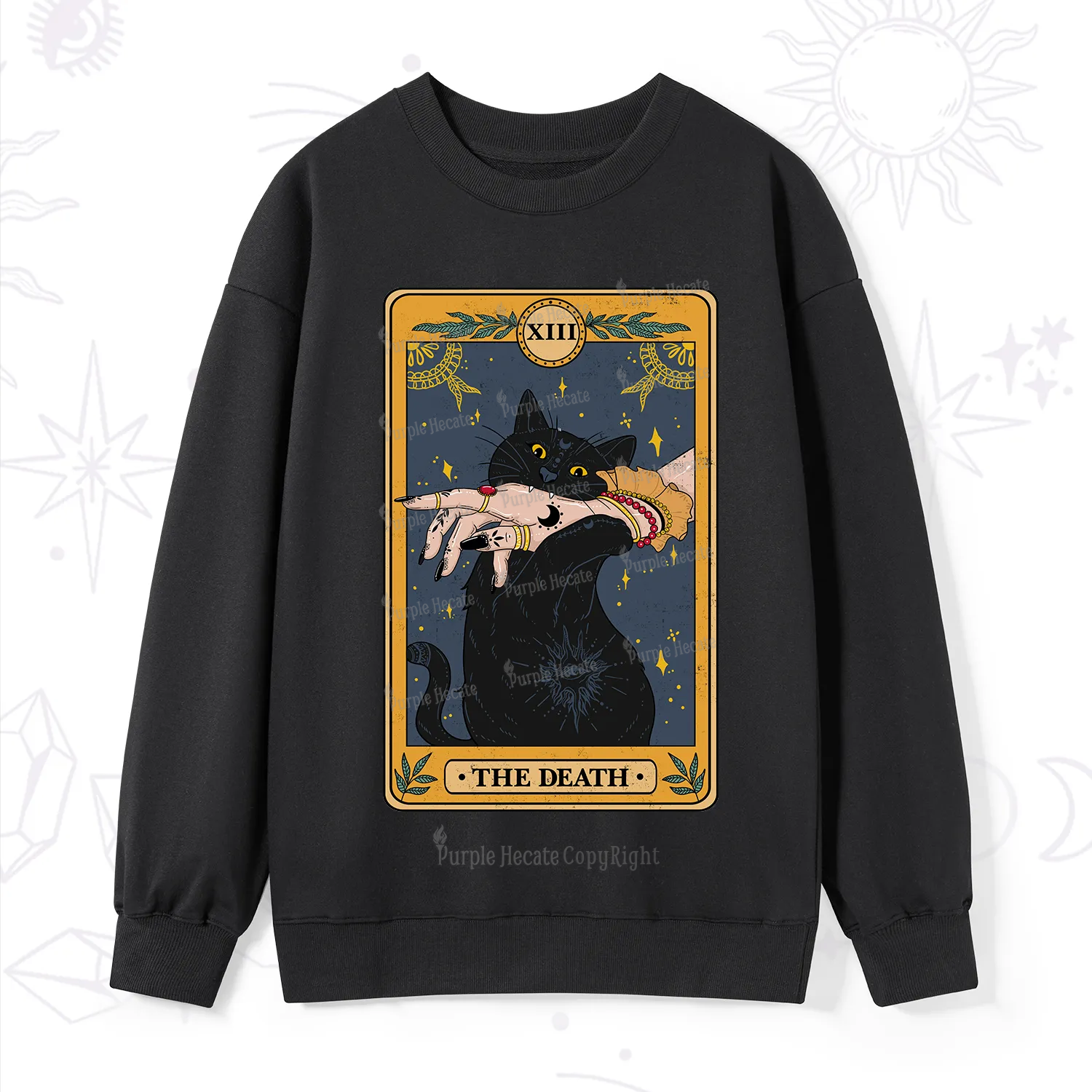 Purplehecate The Death Card Tarot Cat Sweatshirt