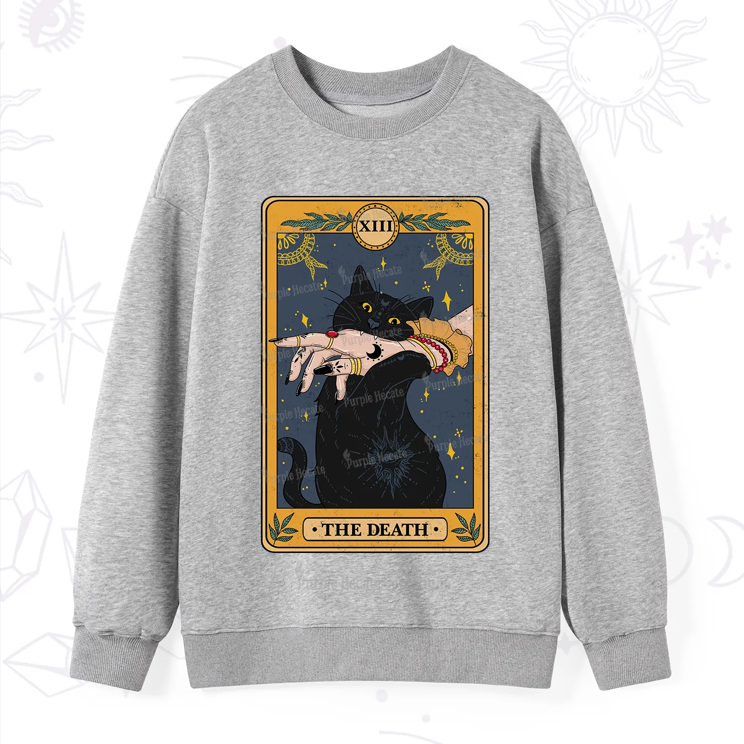Purplehecate The Death Card Tarot Cat Sweatshirt