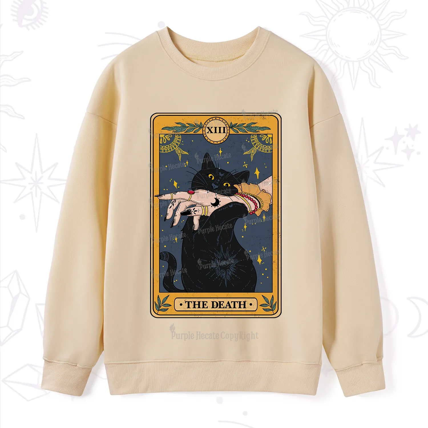 Purplehecate The Death Card Tarot Cat Sweatshirt