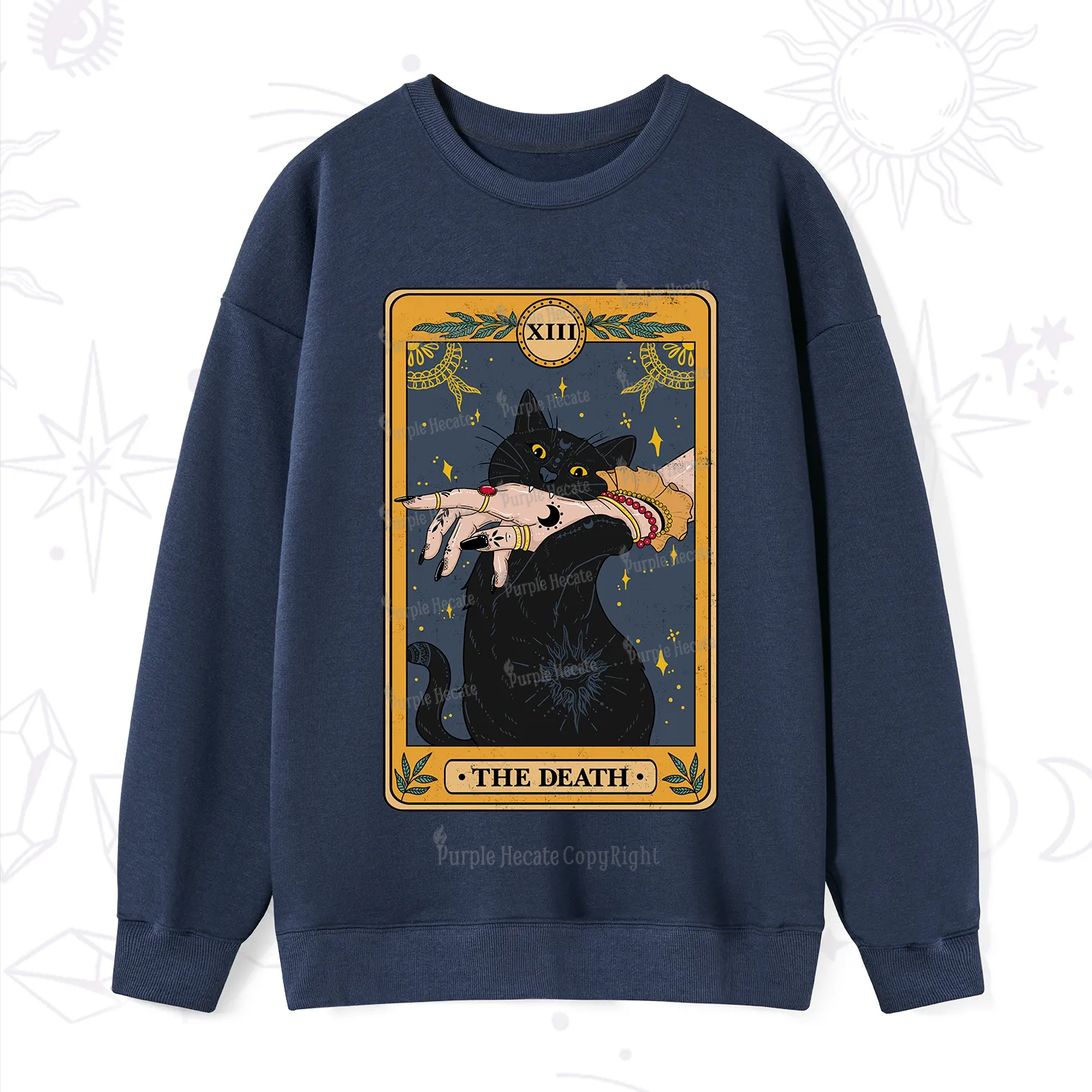 Purplehecate The Death Card Tarot Cat Sweatshirt