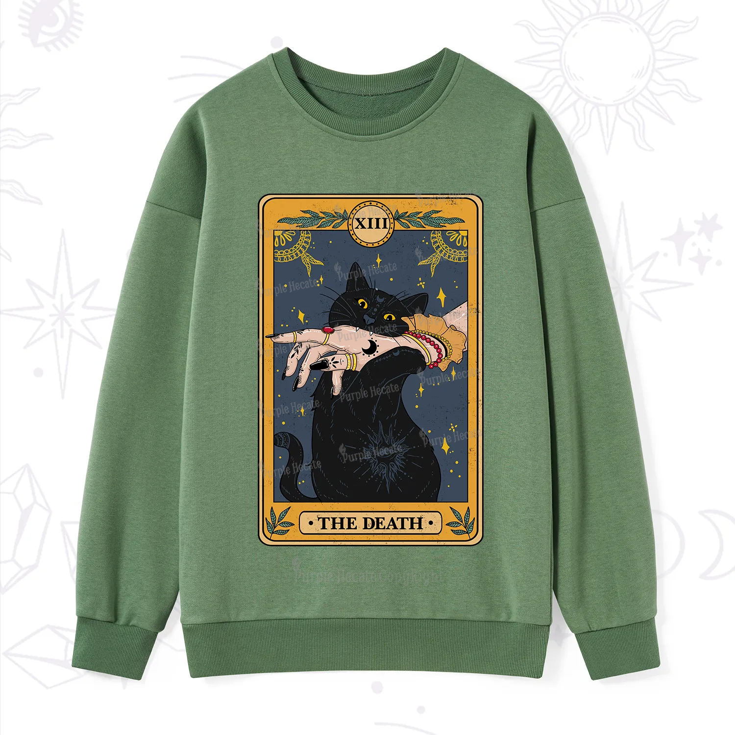 Purplehecate The Death Card Tarot Cat Sweatshirt