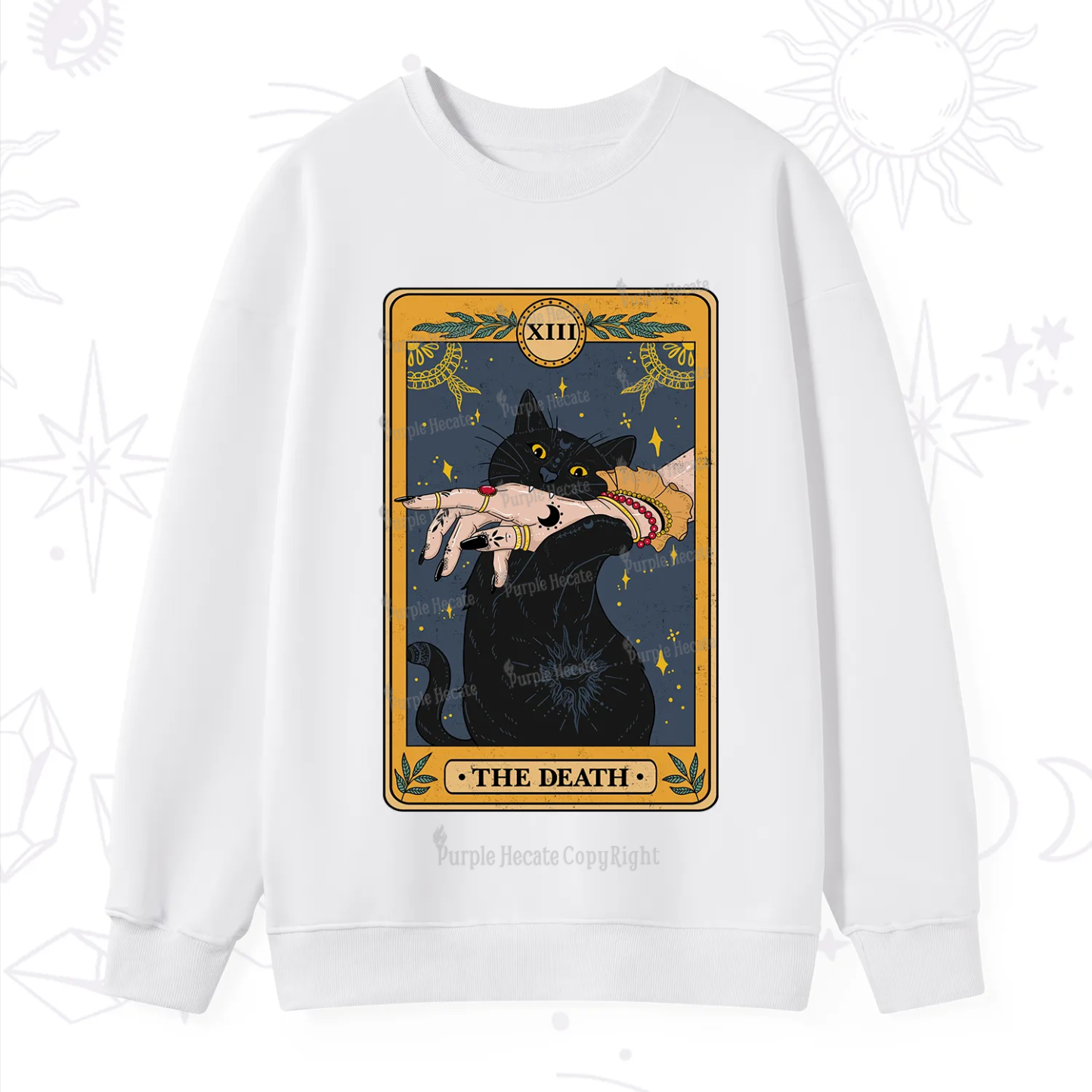 Purplehecate The Death Card Tarot Cat Sweatshirt