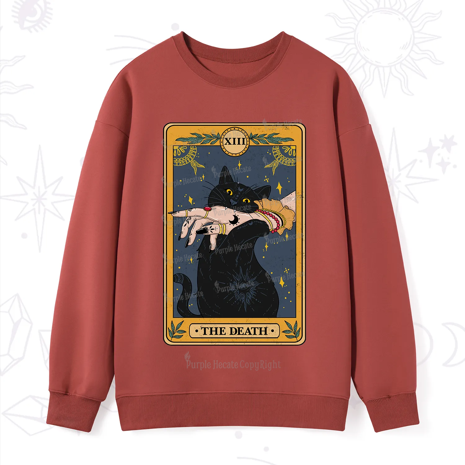 Purplehecate The Death Card Tarot Cat Sweatshirt