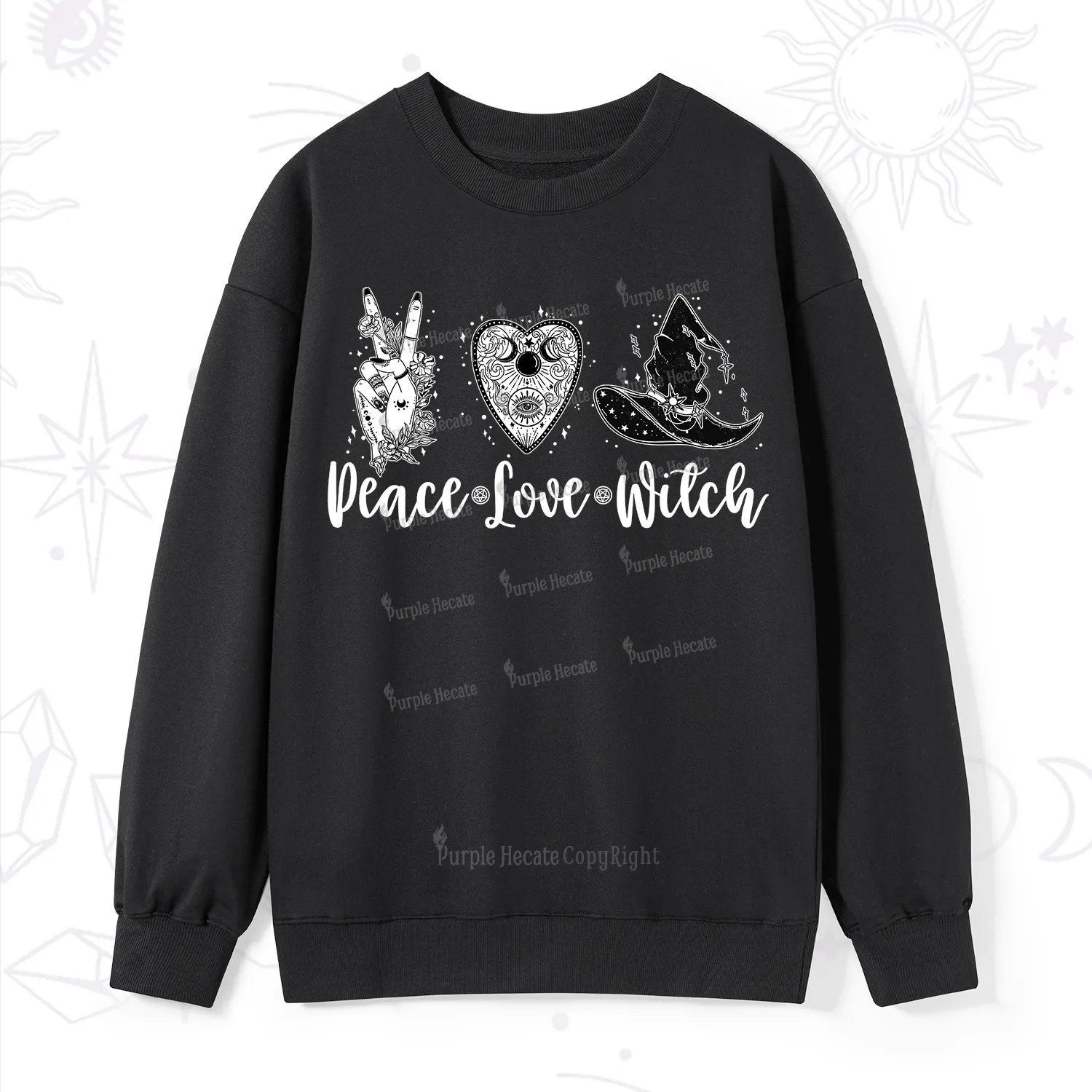 Purplehecate Peace Love Witch Sweatshirt