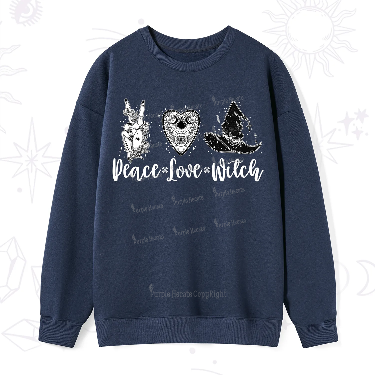 Purplehecate Peace Love Witch Sweatshirt