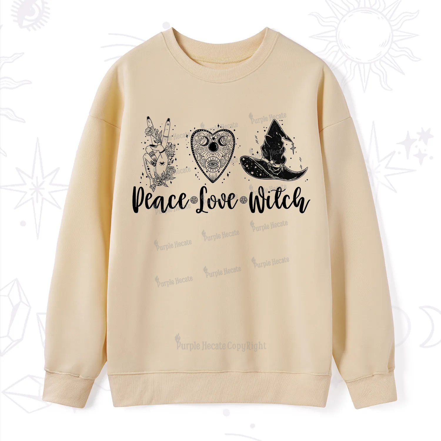 Purplehecate Peace Love Witch Sweatshirt