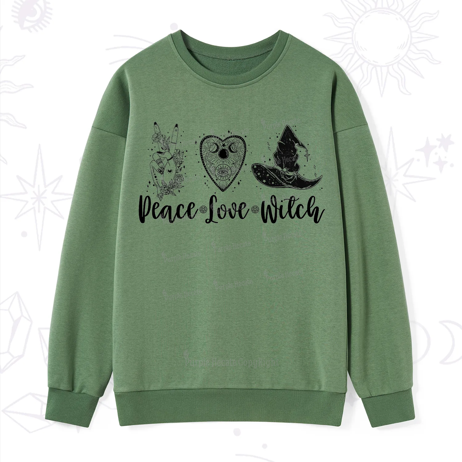 Purplehecate Peace Love Witch Sweatshirt