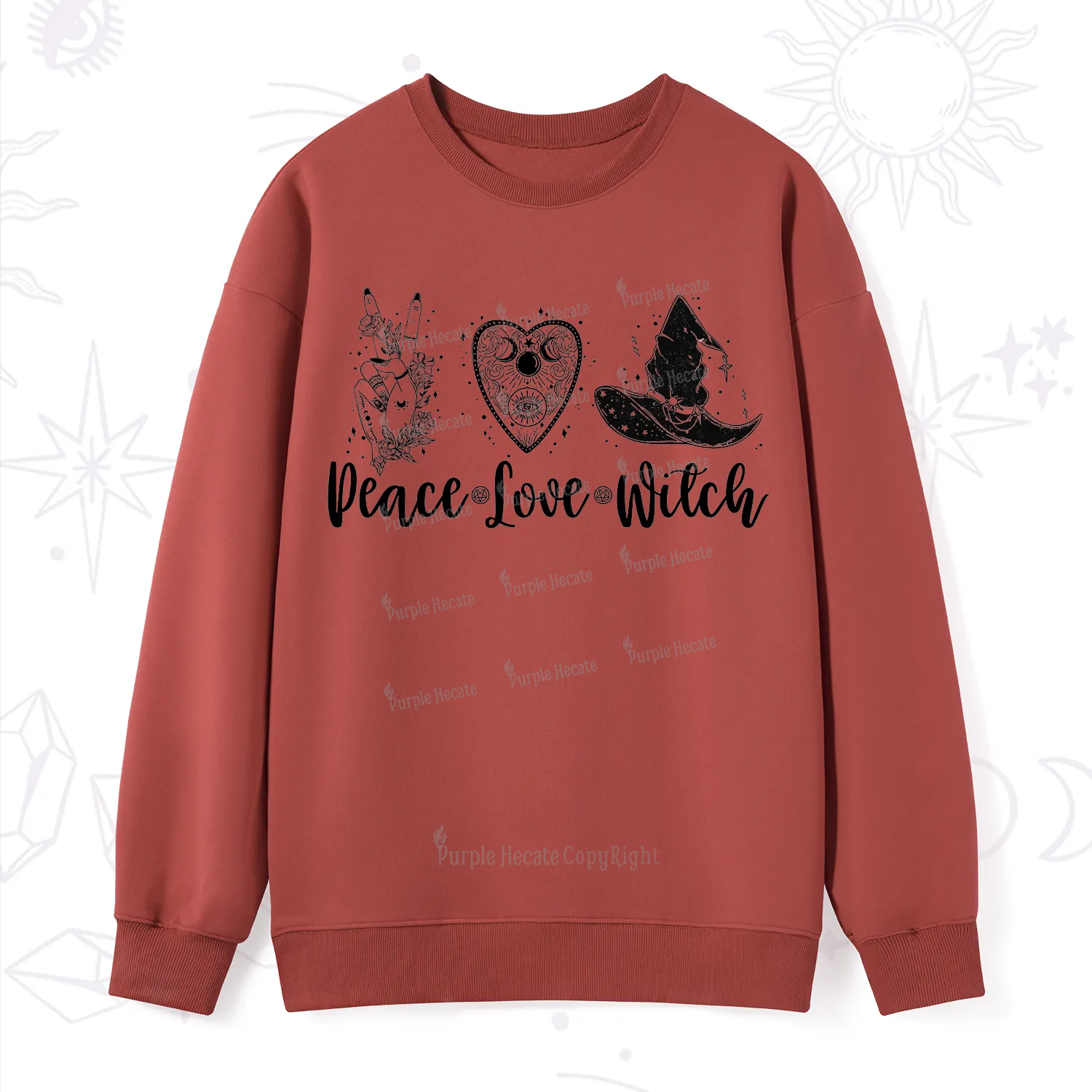 Purplehecate Peace Love Witch Sweatshirt