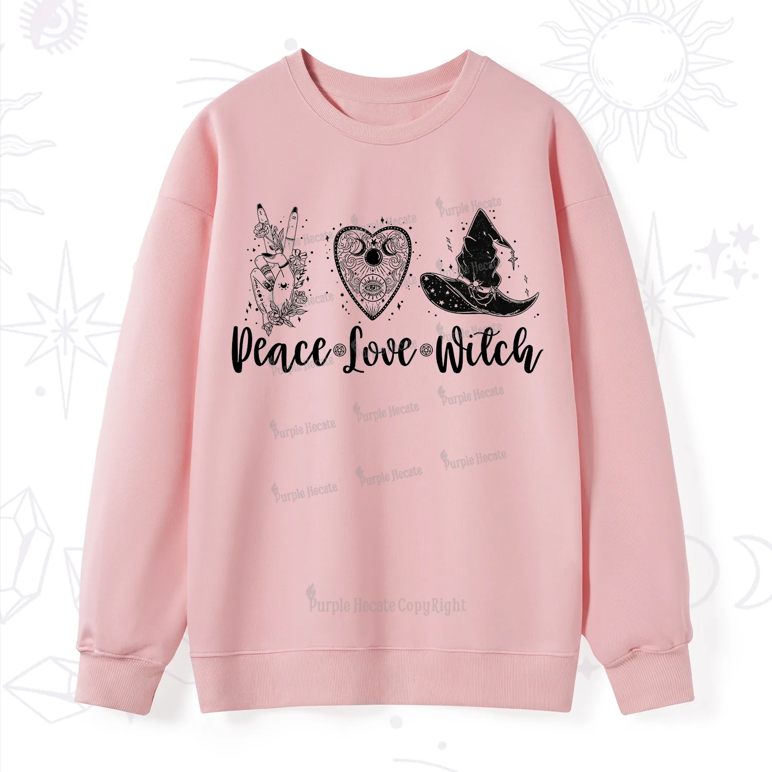 Purplehecate Peace Love Witch Sweatshirt