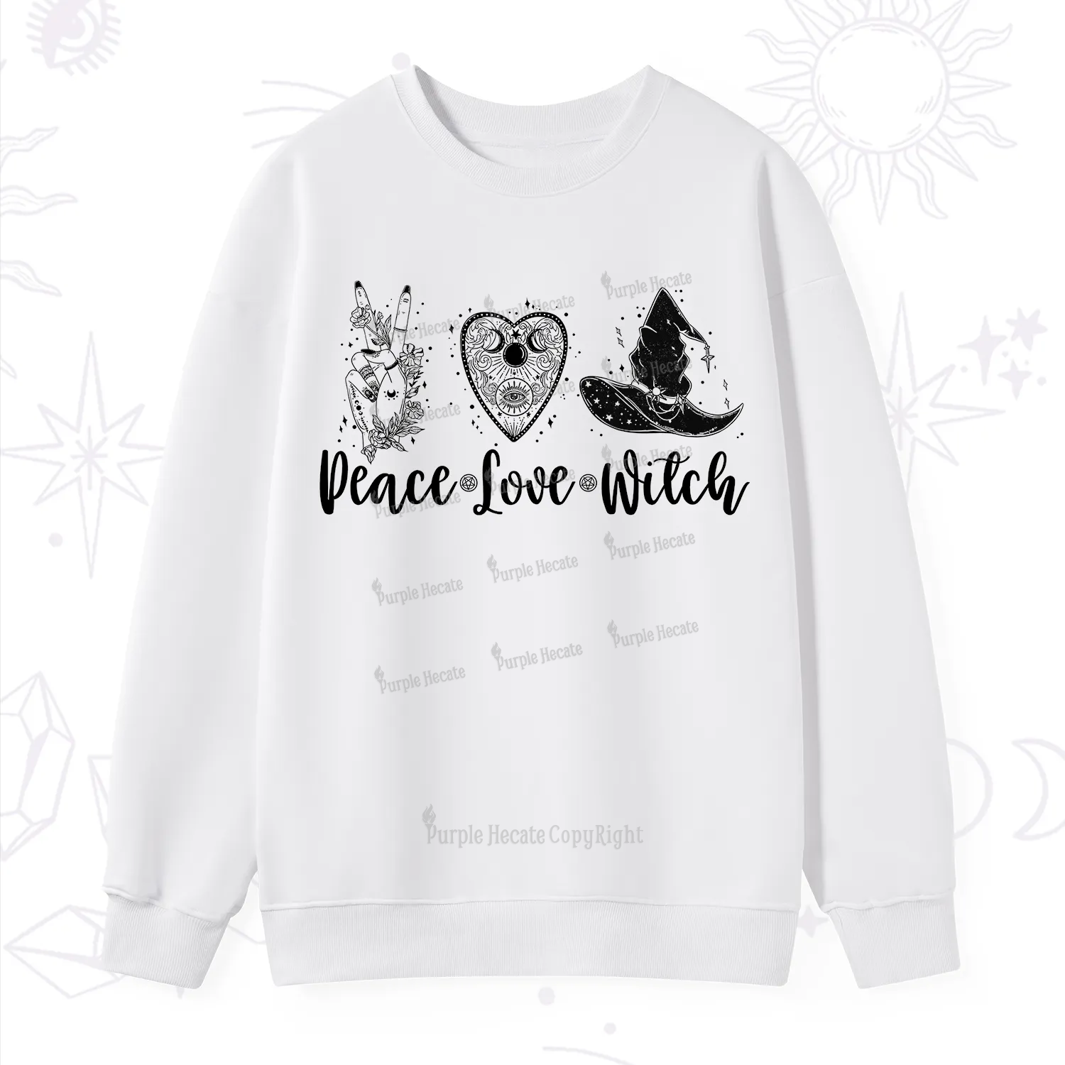 Purplehecate Peace Love Witch Sweatshirt