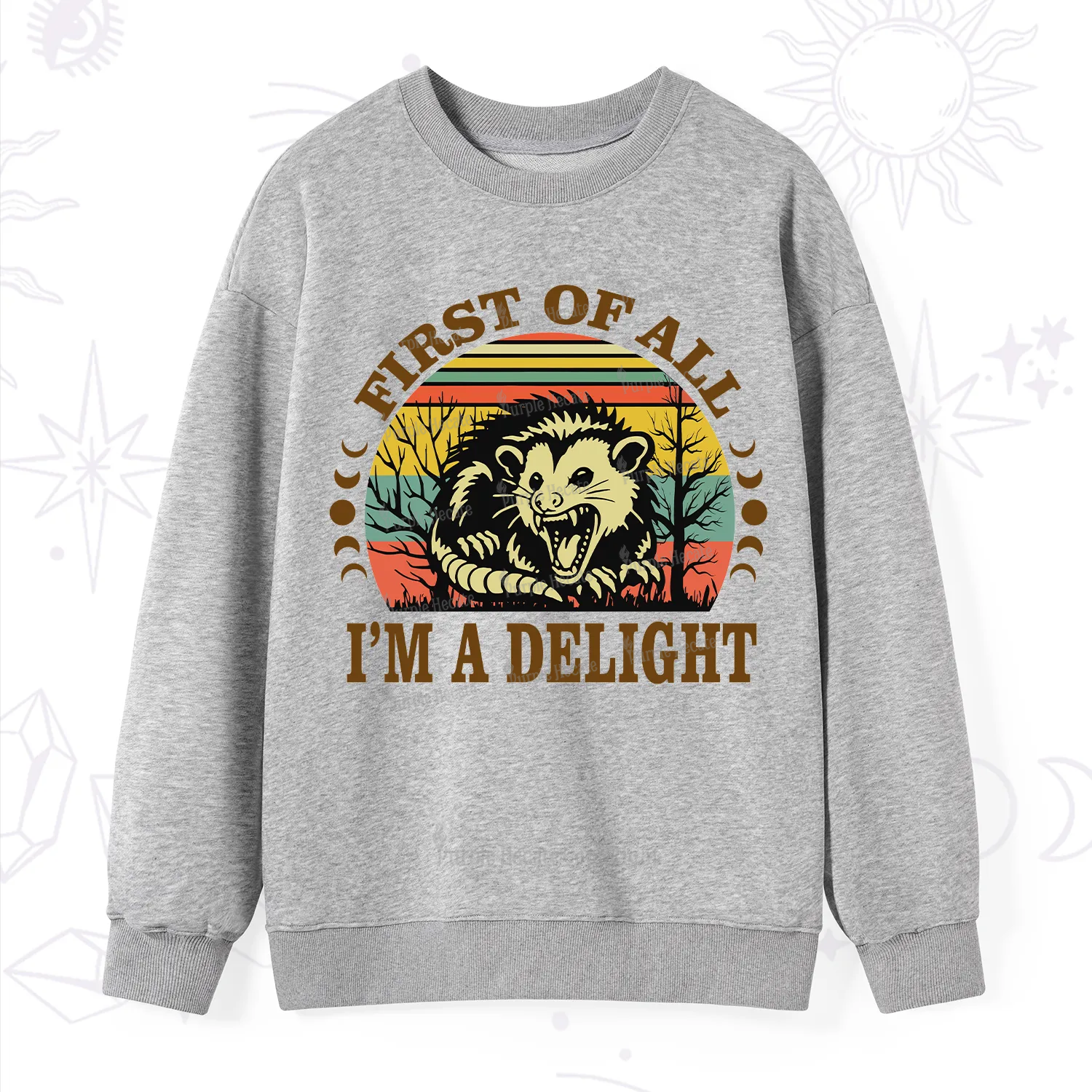 Purplehecate First Of All I'm A Delightful Opossum Sweatshirt