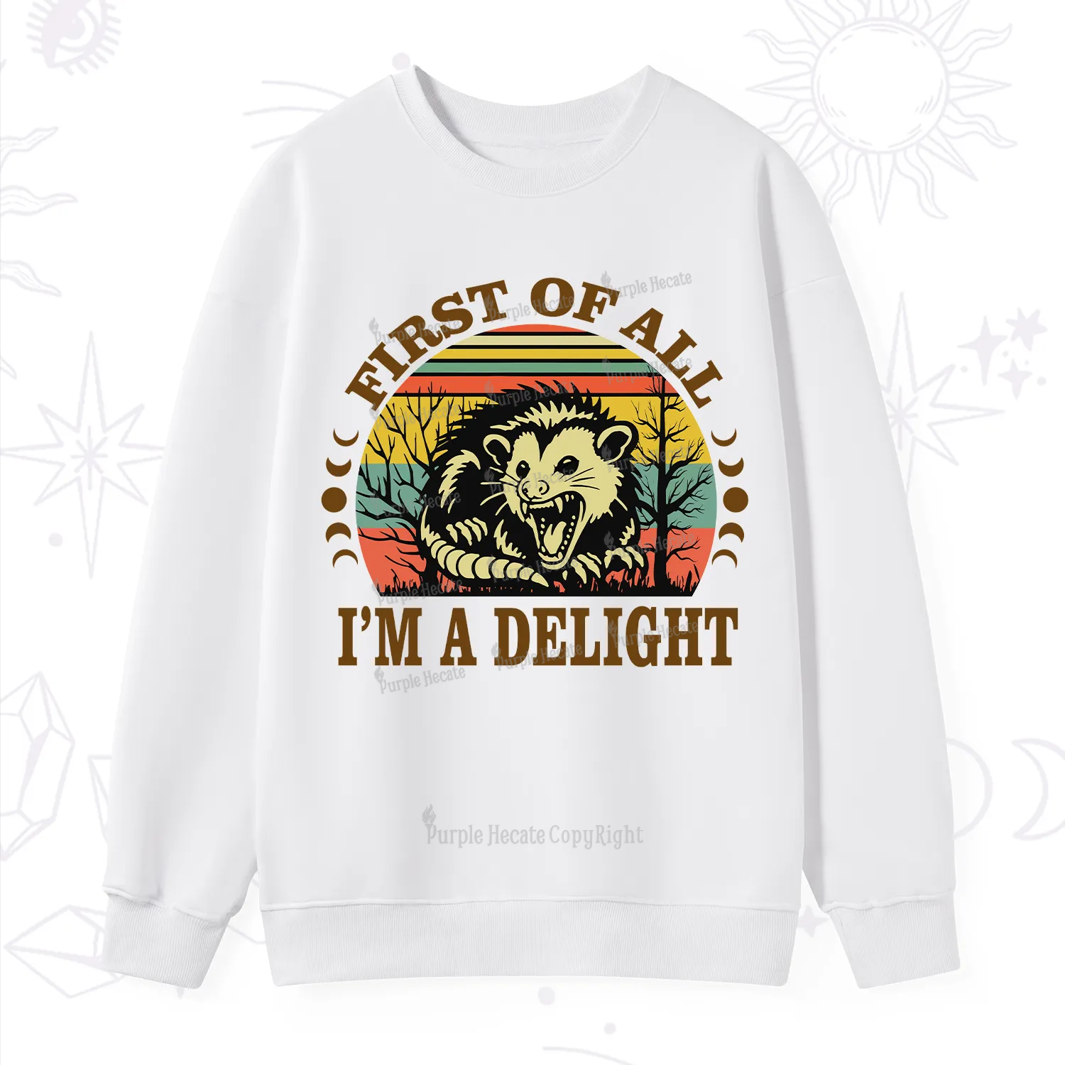 Purplehecate First Of All I'm A Delightful Opossum Sweatshirt