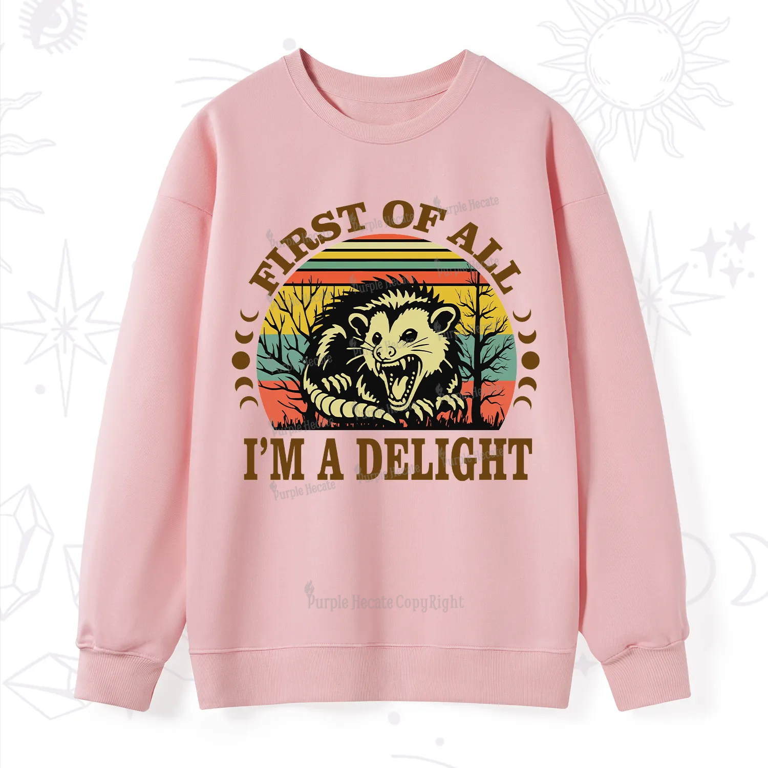 Purplehecate First Of All I'm A Delightful Opossum Sweatshirt