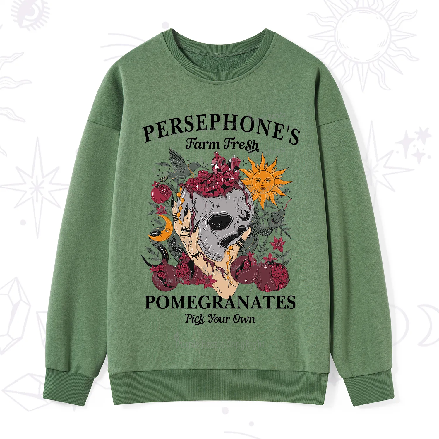 Purplehecate Persephone's Farm Fresh Pomegranates Pick Your Own Sweatshirt