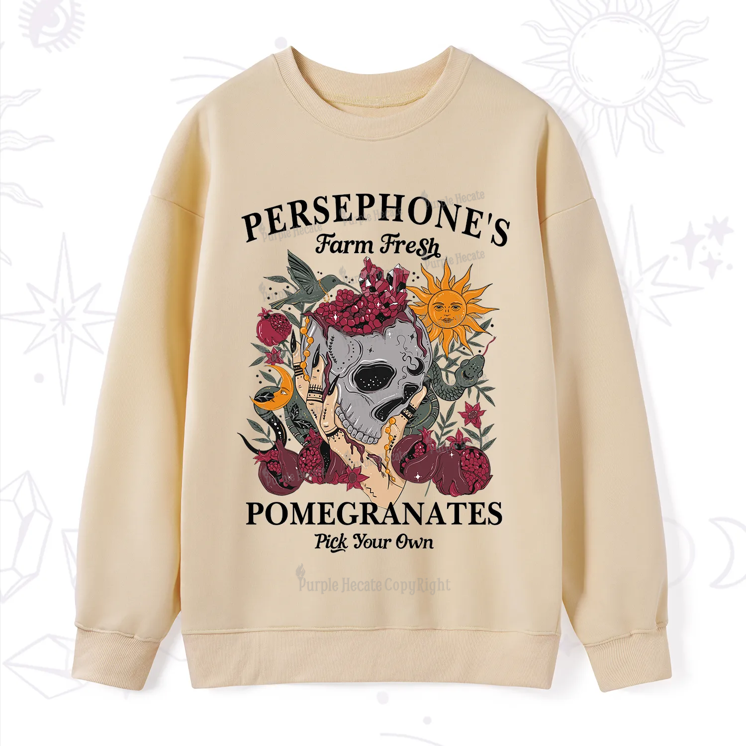 Purplehecate Persephone's Farm Fresh Pomegranates Pick Your Own Sweatshirt
