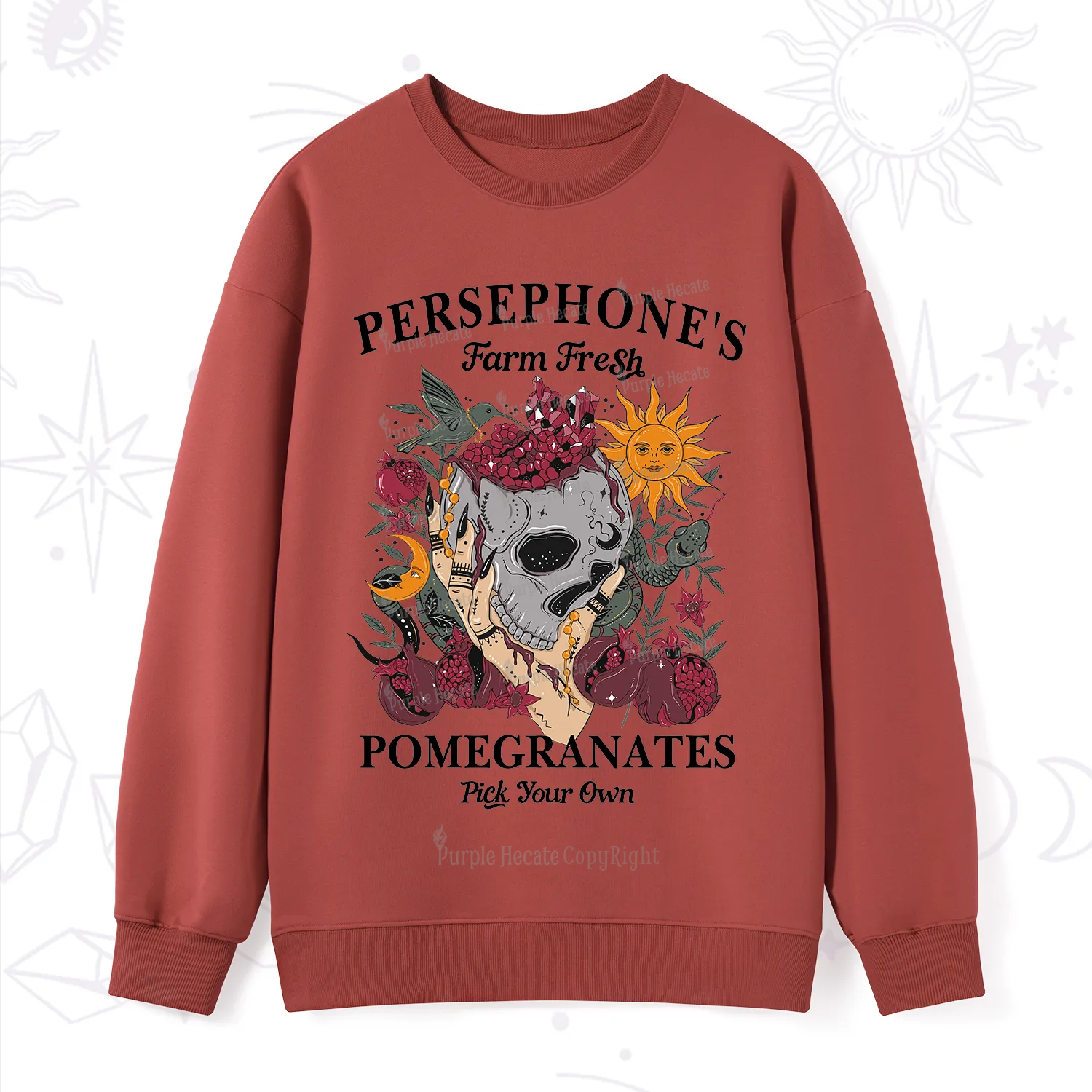 Purplehecate Persephone's Farm Fresh Pomegranates Pick Your Own Sweatshirt
