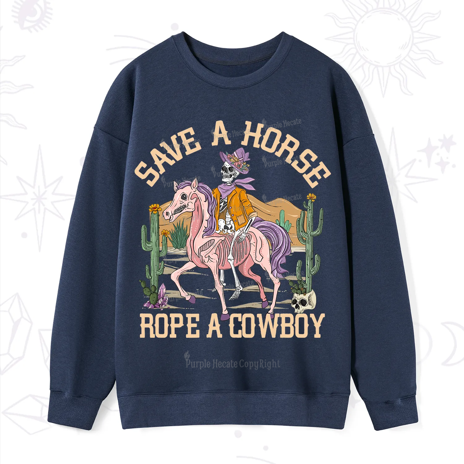 Purplehecate Save A Horse Rope A Cowboy Sweatshirt