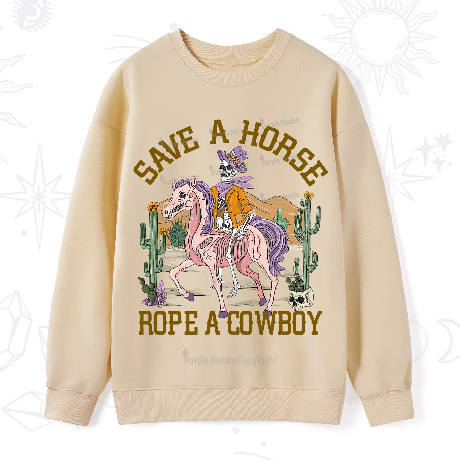 Purplehecate Save A Horse Rope A Cowboy Sweatshirt