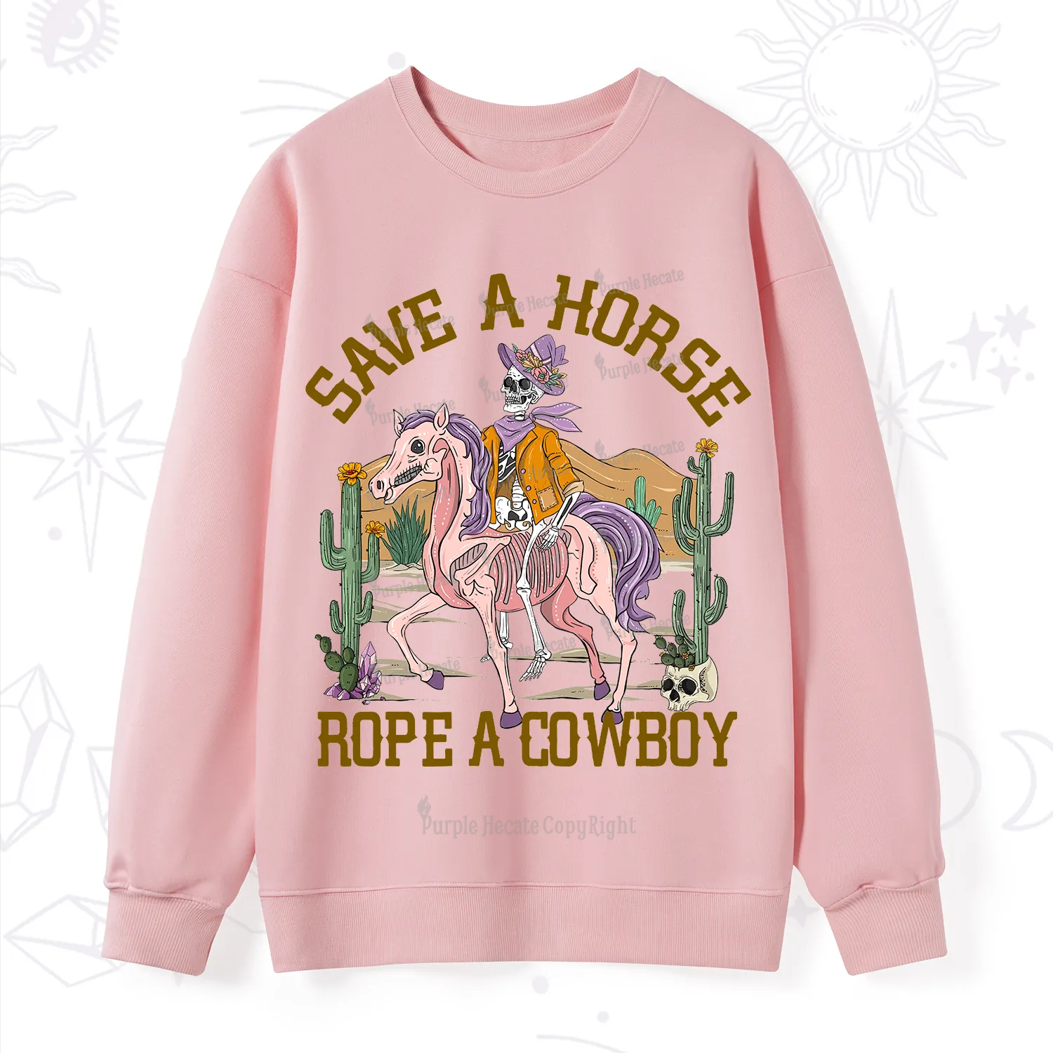 Purplehecate Save A Horse Rope A Cowboy Sweatshirt