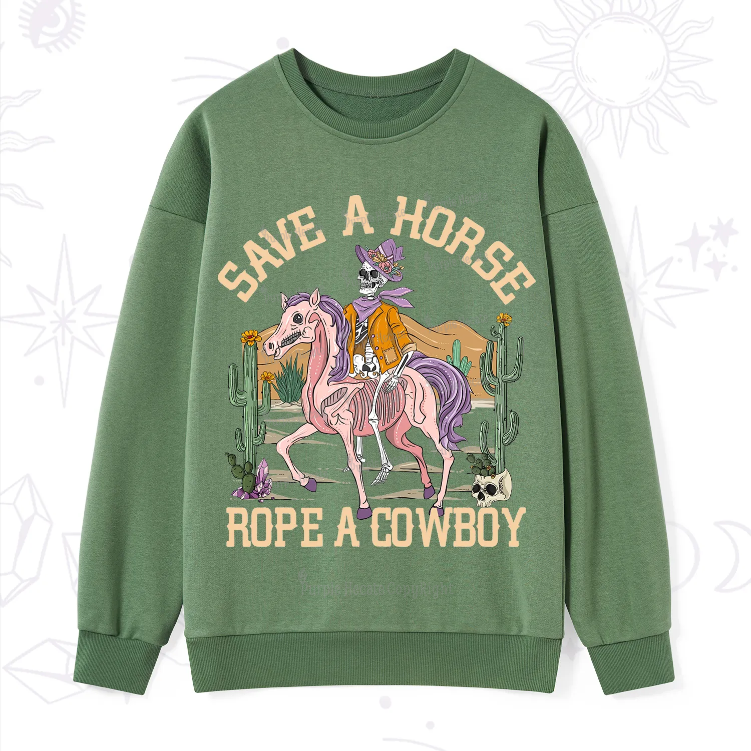 Purplehecate Save A Horse Rope A Cowboy Sweatshirt