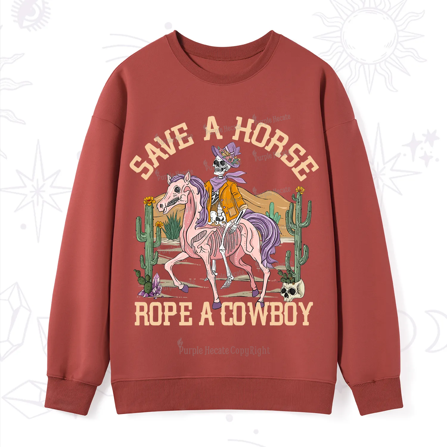 Purplehecate Save A Horse Rope A Cowboy Sweatshirt