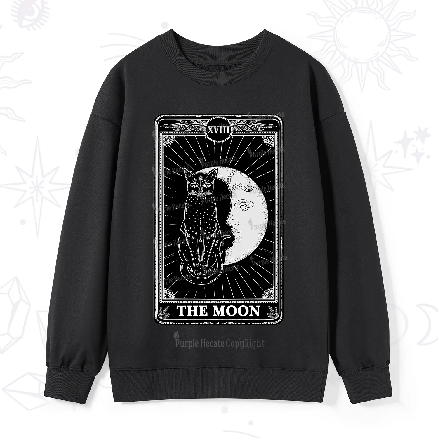 Purplehecate The Moon Tarot Card Sweatshirt
