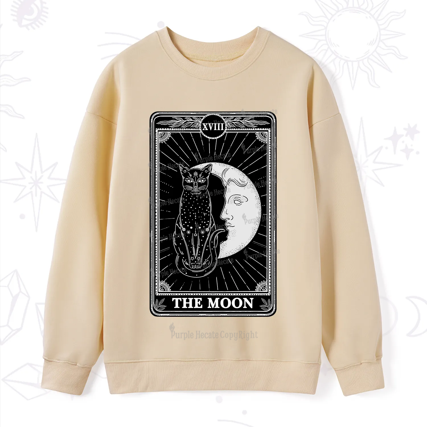 Purplehecate The Moon Tarot Card Sweatshirt