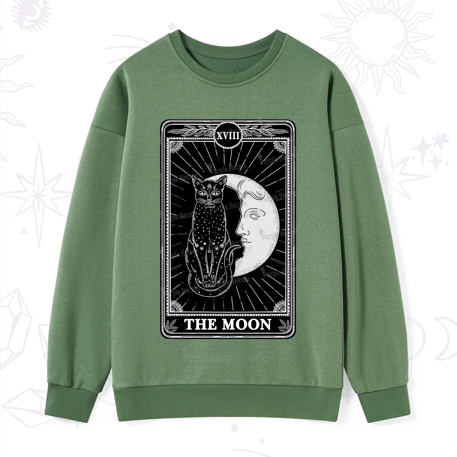 Purplehecate The Moon Tarot Card Sweatshirt