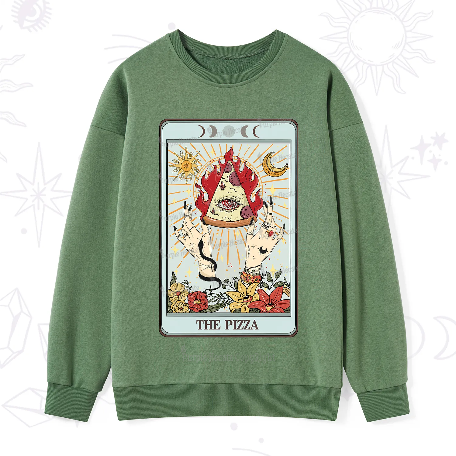 Purplehecate The Pizze Food Tarot Card Sweatshirt